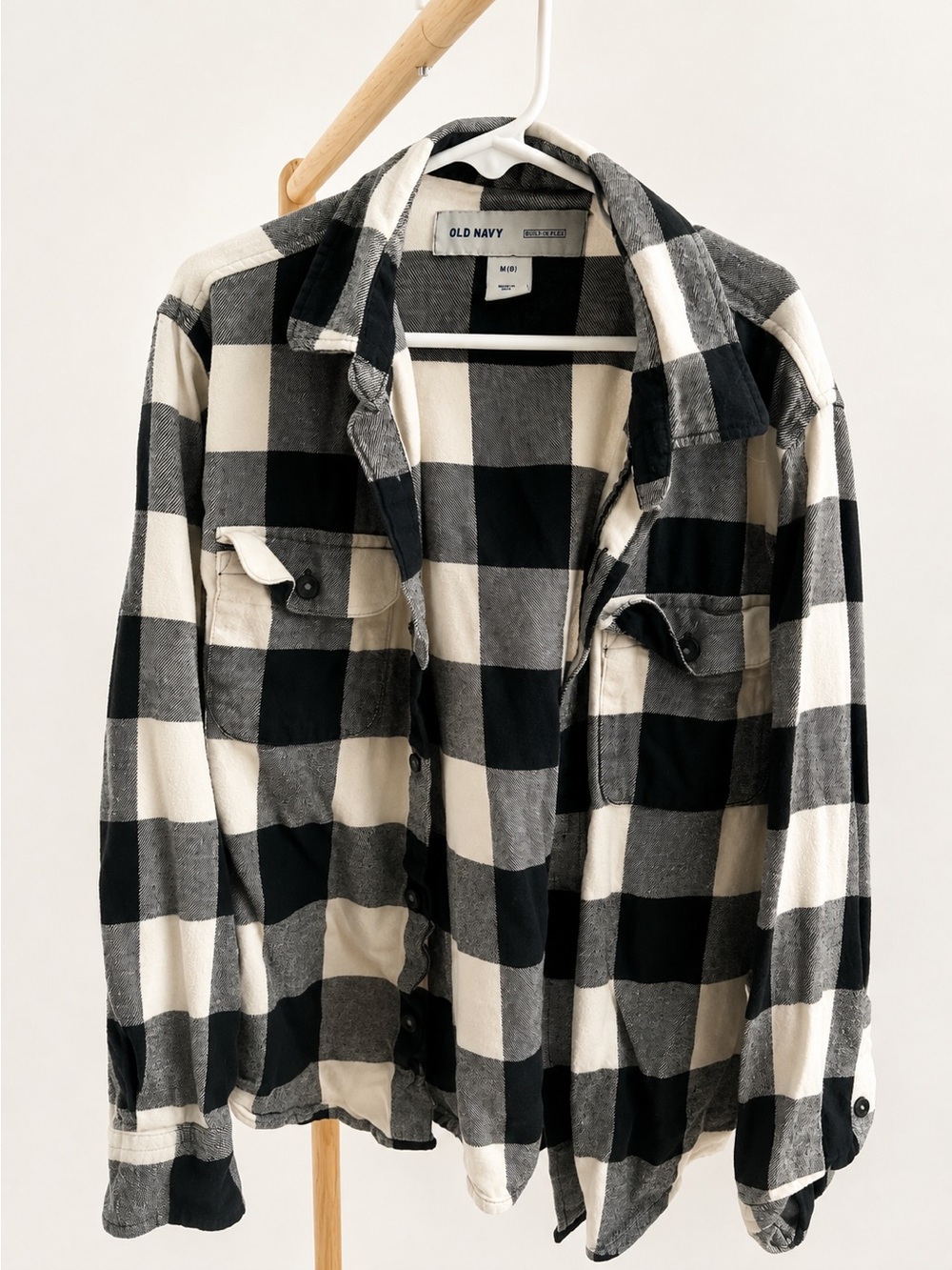Old Navy Black and White Buffalo Check Button-Down Shirt